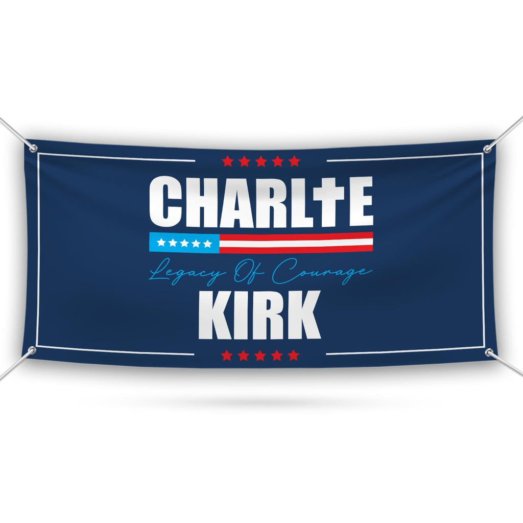 Charlie Kirk Is My Hero Banner Sign, Justice For Charlie Kirk Political Sign, A True Patriot Charlie Kirk Vinyl Banner with Metal Grommets