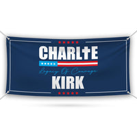 Charlie Kirk Is My Hero Banner Sign, Justice For Charlie Kirk Political Sign, A True Patriot Charlie Kirk Vinyl Banner with Metal Grommets