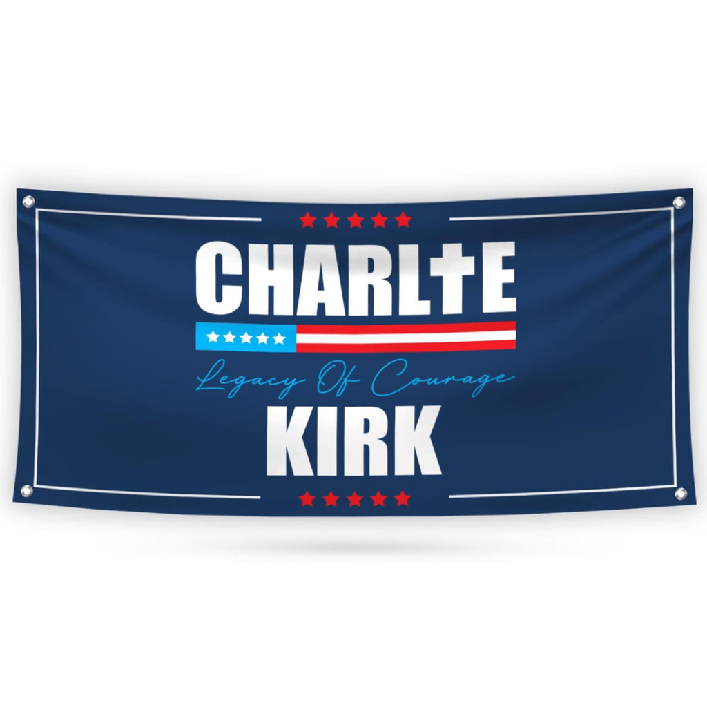Charlie Kirk Is My Hero Banner Sign, Justice For Charlie Kirk Political Sign, A True Patriot Charlie Kirk Vinyl Banner with Metal Grommets