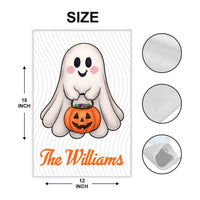 Ghost Garden Flag, Fall Thanksgiving Outdoor Yard Decoration, Spooky Autumn Welcome Sign, Weather-Resistant Patio Accent, Cute Ghost Decor