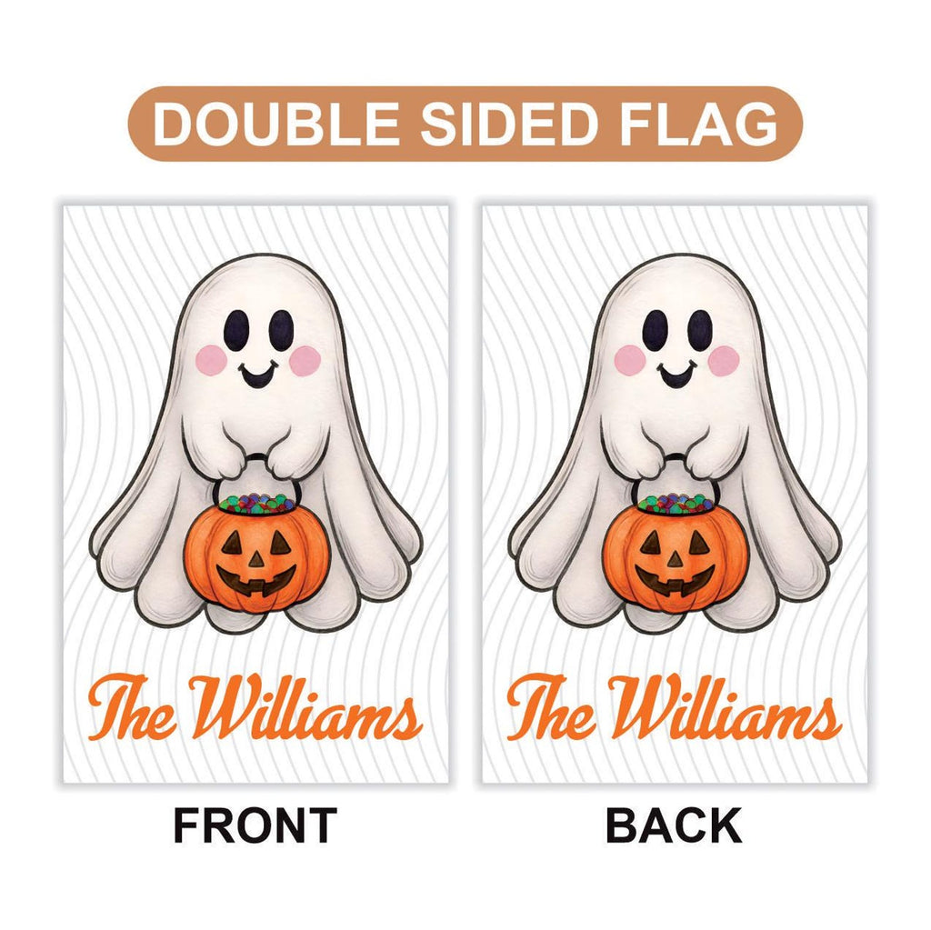 Ghost Garden Flag, Fall Thanksgiving Outdoor Yard Decoration, Spooky Autumn Welcome Sign, Weather-Resistant Patio Accent, Cute Ghost Decor
