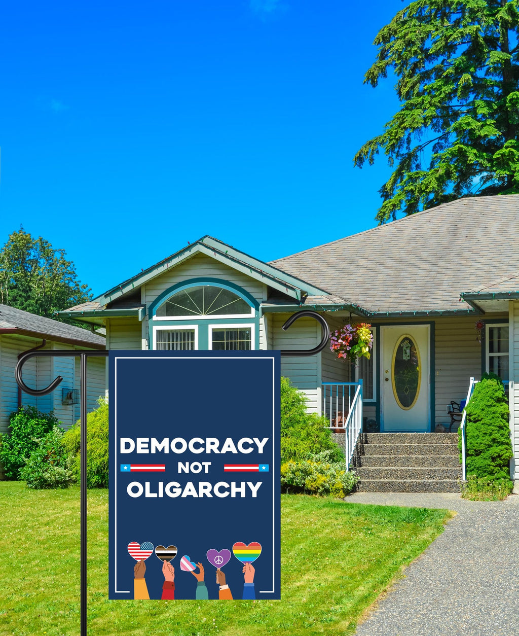 No Kings In America Garden Flag, 12x18 Inch Double Sided, Democracy Not Oligarchy, Anti-Trump Flag, Resist Racism Flag, Resist Fascism Flag