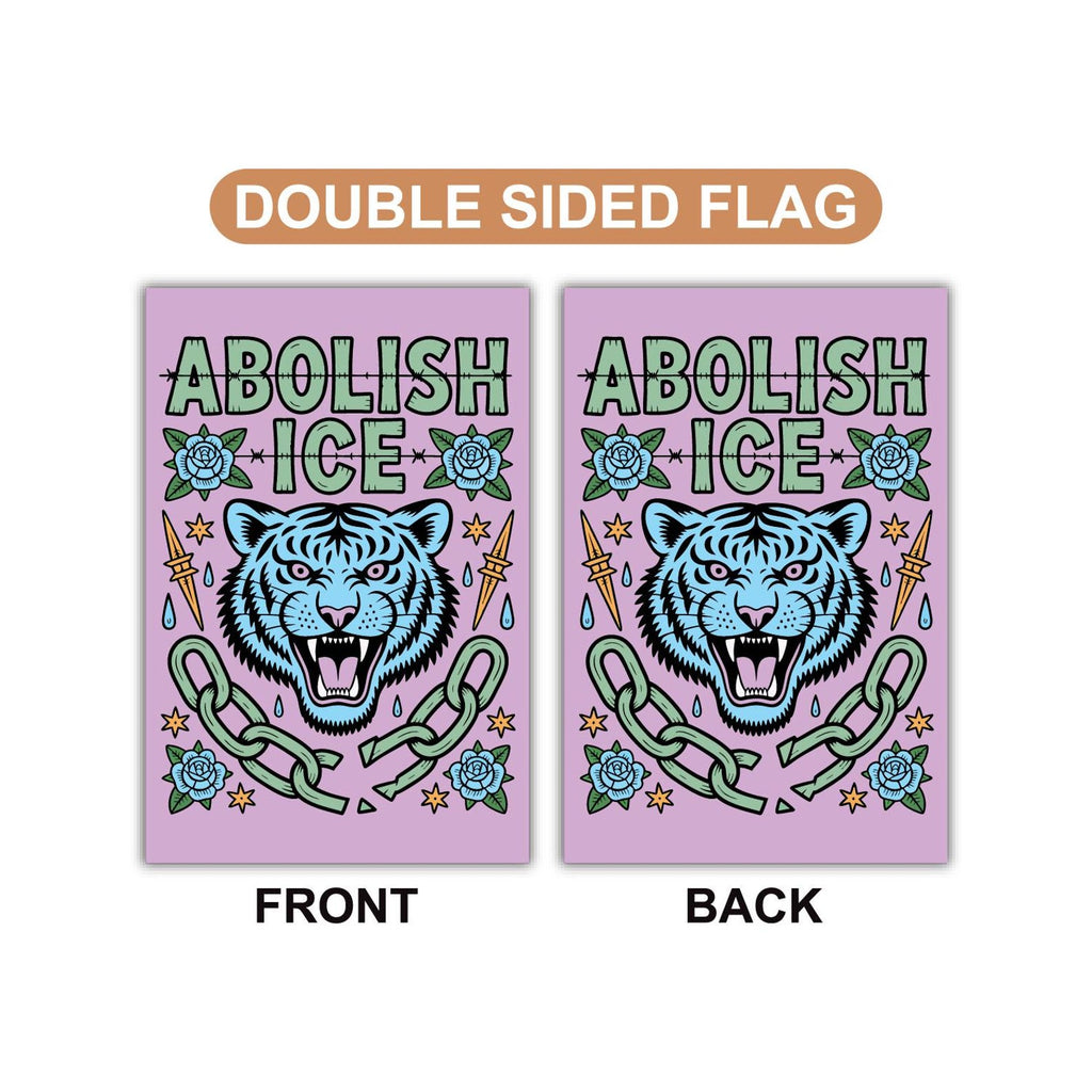Abolish ICE Garden Flag, 12x18 Inch Double Sided, Democracy Not Oligarchy, Anti-Trump Flag, Resist Racism, Resist Fascism