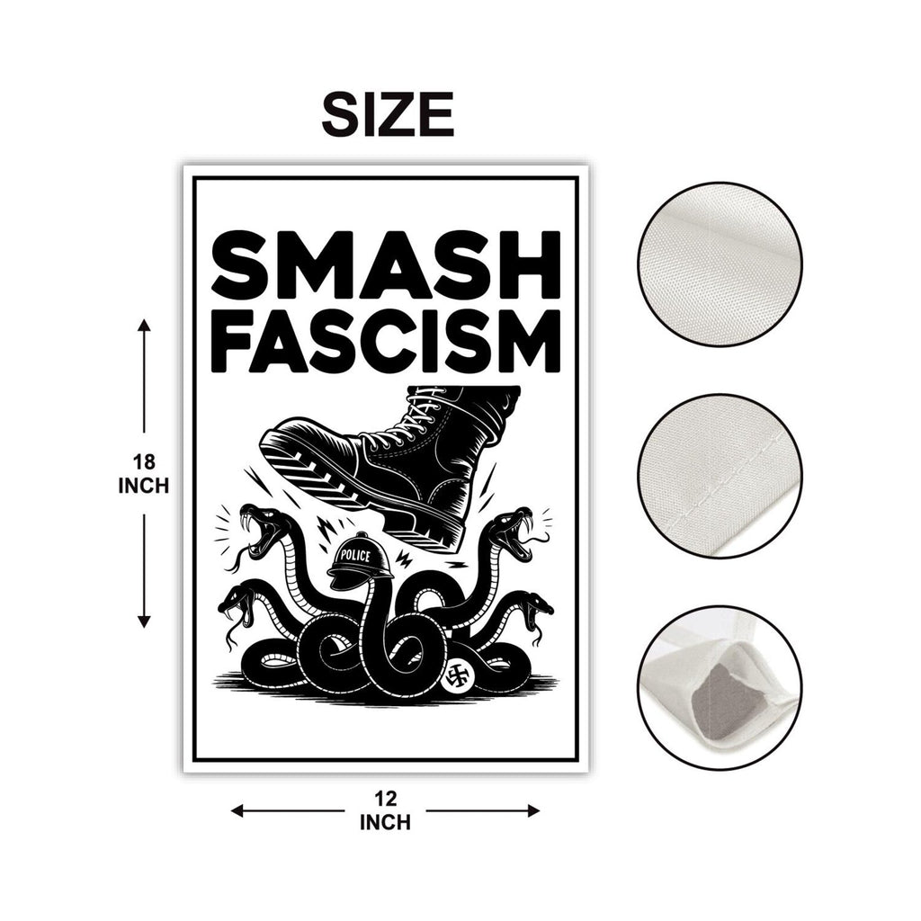 FIGHT FASCISM Garden Flag, 12x18 Inch Double Sided, Democracy Not Oligarchy, Anti-Trump Flag, Resist Racism, Resist Fascism