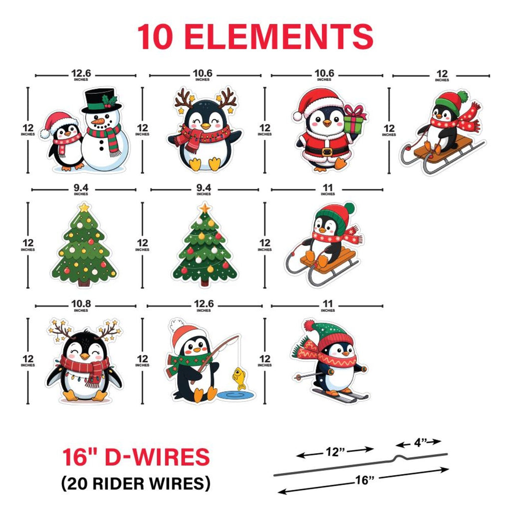 Penguin Christmas Yard Signs, Cute Outdoor Lawn Decorations with Stakes, Holiday Garden Penguin Cutouts for Xmas Party Pathway Walkway Décor