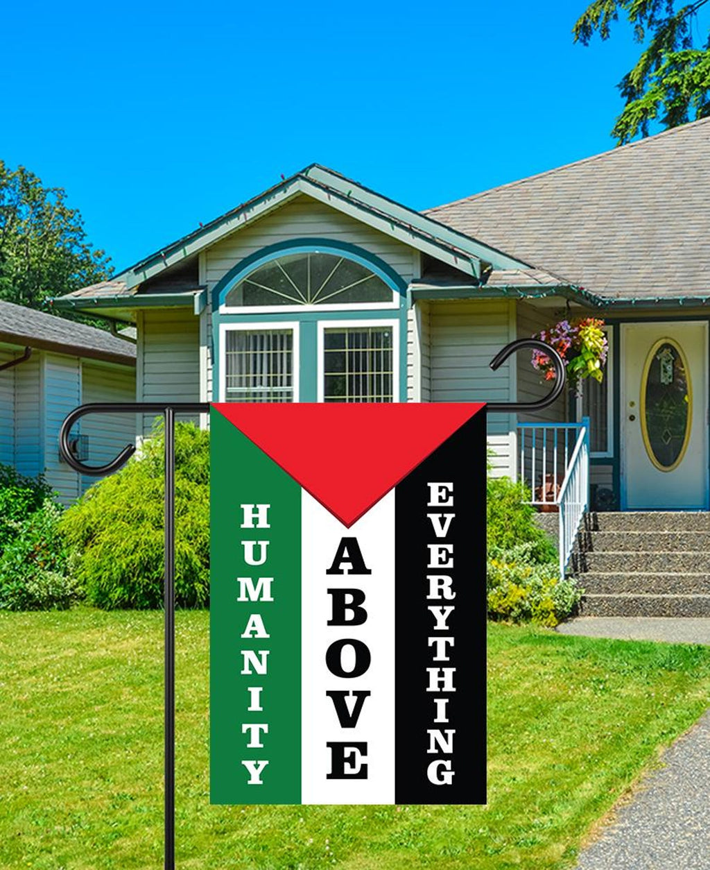 Free Palestine Garden Flag, Humanity Above Everything Yard Flag, Palestinian Support Outdoor Decor, Gaza Aid Double Sided Protest Banner