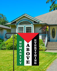 Free Palestine Garden Flag, Humanity Above Everything Yard Flag, Palestinian Support Outdoor Decor, Gaza Aid Double Sided Protest Banner