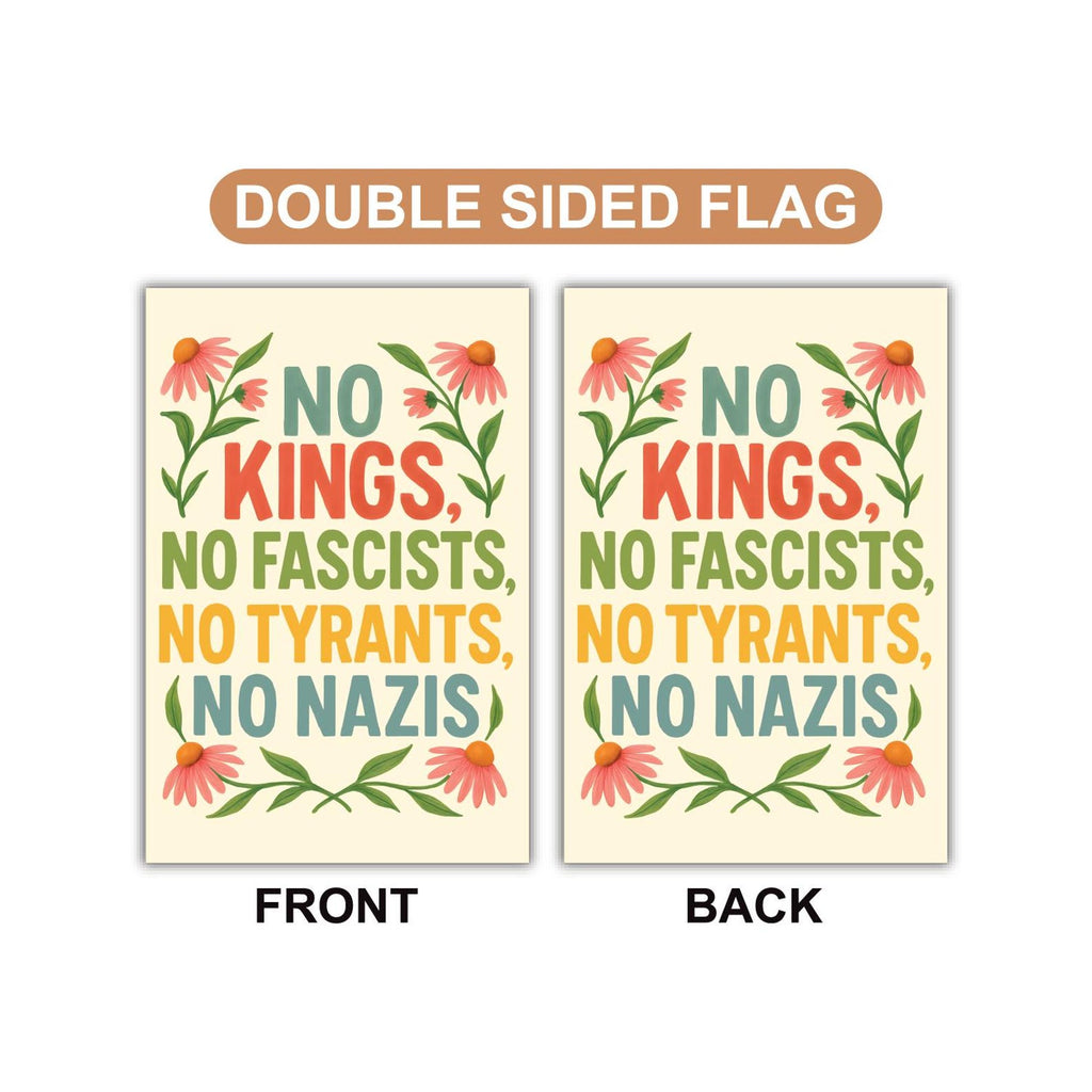 No Kings In America Garden Flag, 12x18 Inch Double Sided, Democracy Not Oligarchy, Anti-Trump Flag, Resist Racism Flag, Resist Fascism Flag