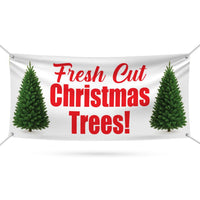 Christmas Trees Here Banner Sign - 13 Oz Heavy Duty Waterproof Christmas Trees Sale Vinyl Banner With Metal Grommets
