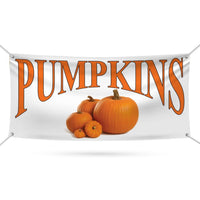 Pumpkins Banner Sign - 13 Oz Heavy Duty Waterproof Pumpkins Sale Vinyl Banner With Metal Grommets