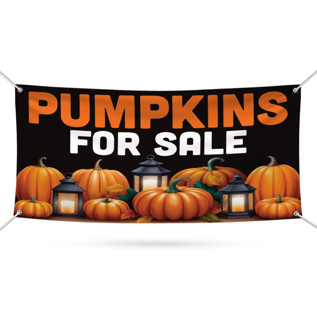 Pumpkins for Sale Banner Sign - 13 Oz Heavy Duty Waterproof Pumpkins Sale Vinyl Banner With Metal Grommets