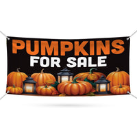 Pumpkins for Sale Banner Sign - 13 Oz Heavy Duty Waterproof Pumpkins Sale Vinyl Banner With Metal Grommets