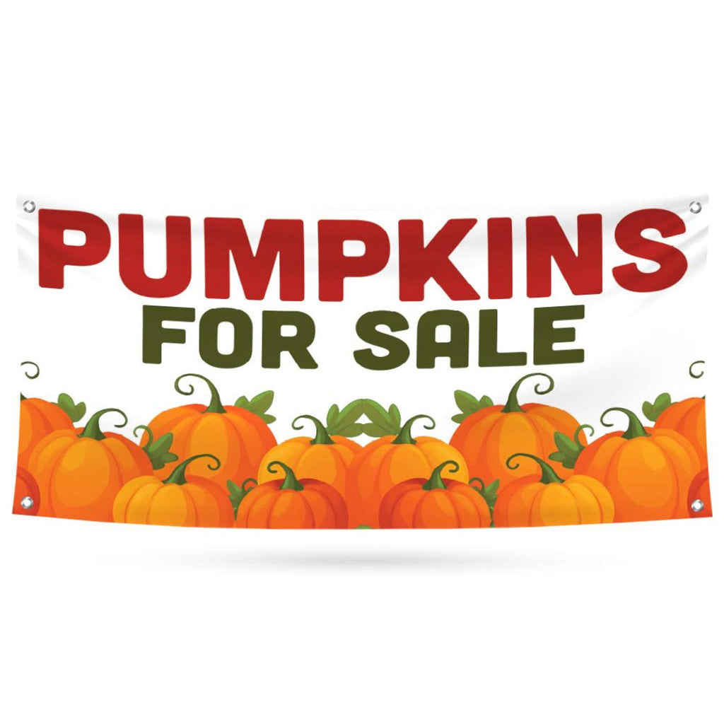 Pumpkins for Sale Banner Sign - 13 Oz Heavy Duty Waterproof Pumpkins Sale Vinyl Banner With Metal Grommets
