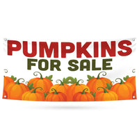 Pumpkins for Sale Banner Sign - 13 Oz Heavy Duty Waterproof Pumpkins Sale Vinyl Banner With Metal Grommets