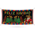 Feliz Navidad Fence Banner, Mexican Christmas Spanish Yard Hanging Sign, Winter Holiday Party Decoration Vinyl Banner with Metal Grommets