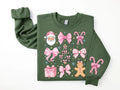 Coquette Christmas Sweatshirt, Candy Cane Pink Bows Shirt, Santa Christmas Tree Sweatshirt