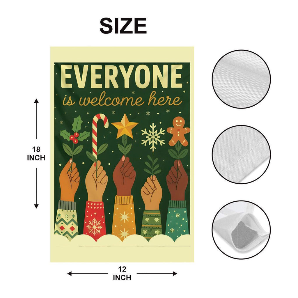 Everyone is Welcome Here Protest Garden Flag, Christmas Winter Flag, Anti-Trump, No Kings In America, Protect Democracy, Anti Fascist Flag