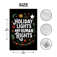 Holiday Lights and Human Rights Liberal Christmas Protest Garden Flag, No Kings, Protect Democracy, Anti-Trump Flag, Anti Fascist Flag