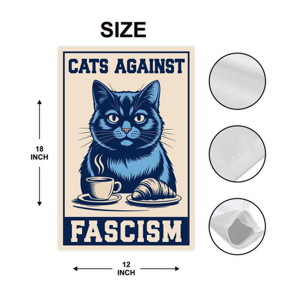 Cats Against Fascism Protest Garden Flag, Double Sided, No Kings In America Protest, Anti-Trump Flag, Resist Racism, Resist Fascism Flag