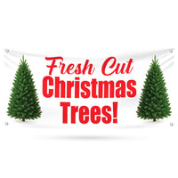 Christmas Trees Here Banner Sign - 13 Oz Heavy Duty Waterproof Christmas Trees Sale Vinyl Banner With Metal Grommets