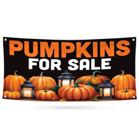 Pumpkins for Sale Banner Sign - 13 Oz Heavy Duty Waterproof Pumpkins Sale Vinyl Banner With Metal Grommets