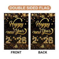 Happy New Year 2026 Garden Flag, New Year’s Eve Yard Flag, Holiday Welcome New Year Fence Front Porch Yard Decorations, Eve Party Decor Flag