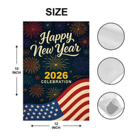 Happy New Year 2026 Garden Flag, New Year’s Eve Yard Flag, Holiday Welcome New Year Fence Front Porch Yard Decorations, Eve Party Decor Flag