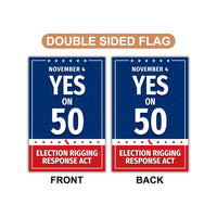 Yes on Prop 50 Garden Flag, Election Rigging Response Act Yard Flag, Anti-Gerrymandering California Flag, Political Outdoor Lawn Banner