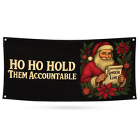 Christmas Hold Them Accountable Epstein List Banner Sign - Anti-Trump, Protect Democracy, Resist Fascism Vinyl Banner with Metal Grommets