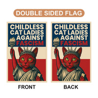Childless Cat Ladies Against Fascism Protest Garden Flag, Double Sided, No Kings, Protect Democracy, Anti-Trump Flag, Resist Fascist Flag
