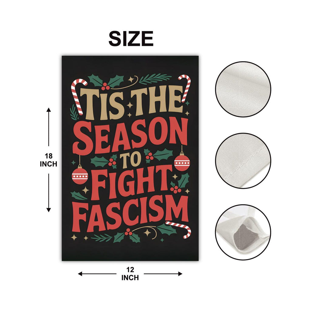 Fight Fascism Christmas Protest Garden Flag, Double Sided, No Kings In America, Protect Democracy, Anti-Trump Flag, Anti Fascist Flag