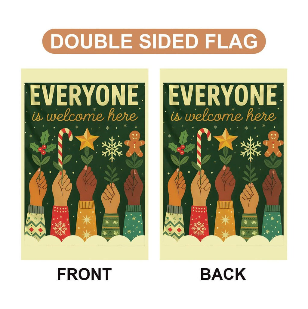 Everyone is Welcome Here Protest Garden Flag, Christmas Winter Flag, Anti-Trump, No Kings In America, Protect Democracy, Anti Fascist Flag