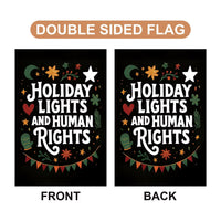 Holiday Lights and Human Rights Liberal Christmas Protest Garden Flag, No Kings, Protect Democracy, Anti-Trump Flag, Anti Fascist Flag