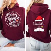 Christmas Crew Hoodie, Personalized Matching Family Shirt, Xmas Pajamas Top, Custom Family Christmas Hoodie, Front Back