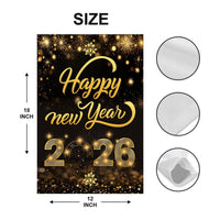 Happy New Year 2026 Garden Flag, New Year’s Eve Yard Flag, Holiday Welcome New Year Fence Front Porch Yard Decorations, Eve Party Decor Flag