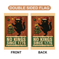 No Kings Protest Garden Flag, Double Sided, Christmas Black Cat Anti MAGA Protect Democracy, Anti-Trump Flag, Resist Fascism Flag