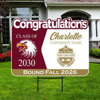 Personalized College Bound Future Yard Sign, College Logo Sign, Custom Graduate College University Bound Future Yard Sign with Metal H-Stake