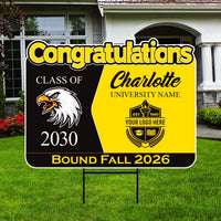 Personalized College Bound Future Yard Sign, College Logo Sign, Custom Graduate College University Bound Future Yard Sign with Metal H-Stake