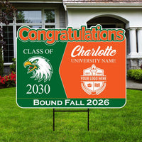 Personalized College Bound Future Yard Sign, College Logo Sign, Custom Graduate College University Bound Future Yard Sign with Metal H-Stake