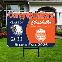 Personalized College Bound Future Yard Sign, College Logo Sign, Custom Graduate College University Bound Future Yard Sign with Metal H-Stake