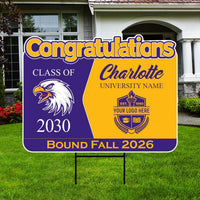 Personalized College Bound Future Yard Sign, College Logo Sign, Custom Graduate College University Bound Future Yard Sign with Metal H-Stake