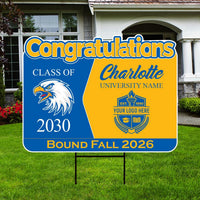 Personalized College Bound Future Yard Sign, College Logo Sign, Custom Graduate College University Bound Future Yard Sign with Metal H-Stake