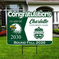 Personalized College Bound Future Yard Sign, College Logo Sign, Custom Graduate College University Bound Future Yard Sign with Metal H-Stake