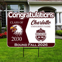 Personalized College Bound Future Yard Sign, College Logo Sign, Custom Graduate College University Bound Future Yard Sign with Metal H-Stake