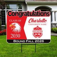 Personalized College Bound Future Yard Sign, College Logo Sign, Custom Graduate College University Bound Future Yard Sign with Metal H-Stake