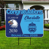 Personalized College Bound Future Yard Sign, College Logo Sign, Custom Graduate College University Bound Future Yard Sign with Metal H-Stake