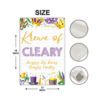 Custom Garden Flag, Mardi Gras Last Name Yard Flag, Personalized Garden Flag, New Orleans Parade Garden Decor, Fat Tuesday Outdoor Flag