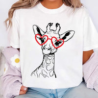 Giraffe Valentine Shirt, Cute Valentine's Day Tee, Women Valentine Gift, Love Giraffe Shirt