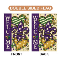 Mardi Gras Welcome Garden Flag, Festive Fleur De Lis Yard Flag Decor, New Orleans Carnival Outdoor Decoration, Fat Tuesday Parade Flag