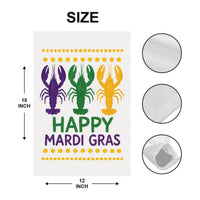 Happy Mardi Gras Garden Flag, Crawfish Mardi Gras Yard Flag Decor, New Orleans Carnival Outdoor Decoration, Fat Tuesday Parade Flag